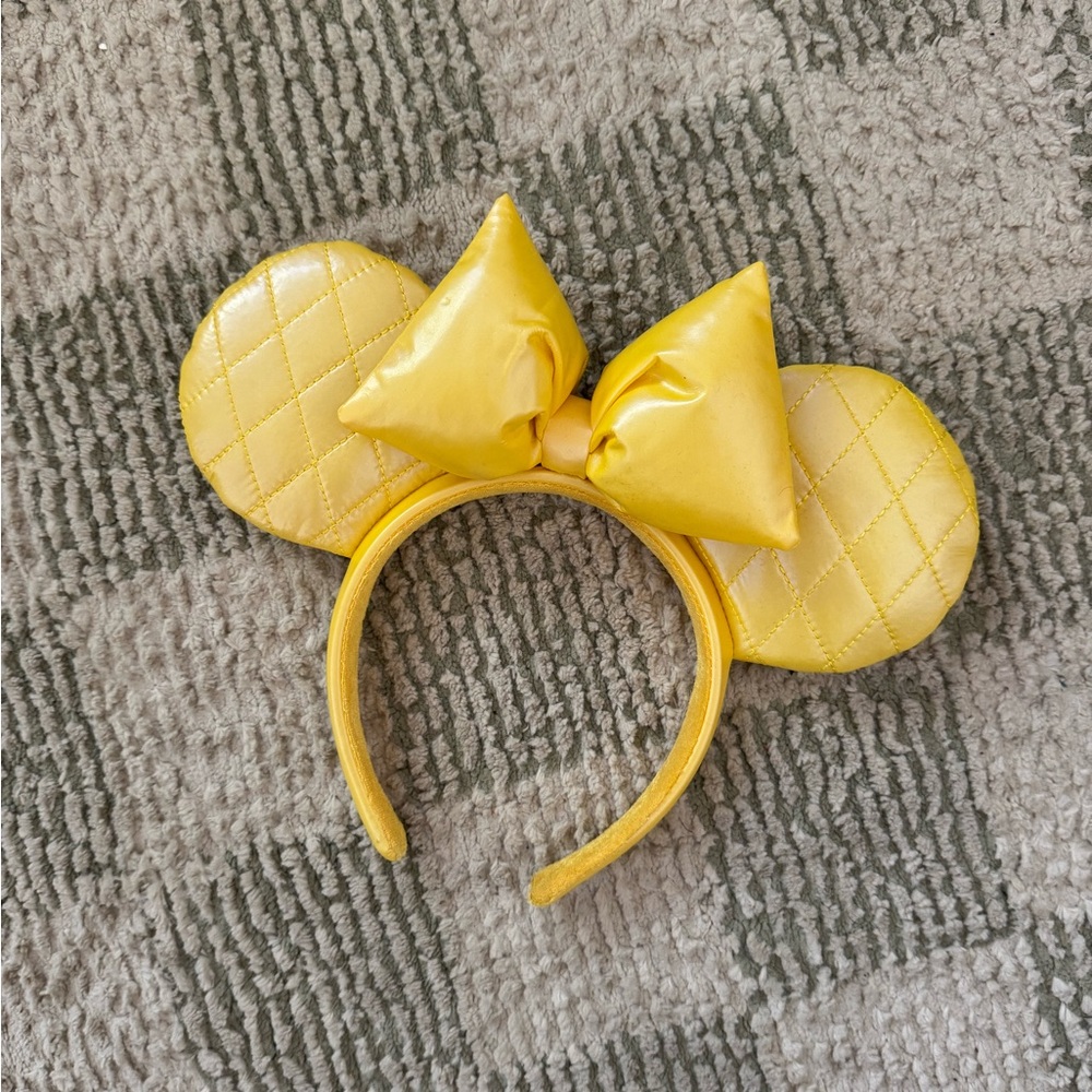 Authentic Disney Parks Yellow Quilted Minnie Mouse Ears Headband